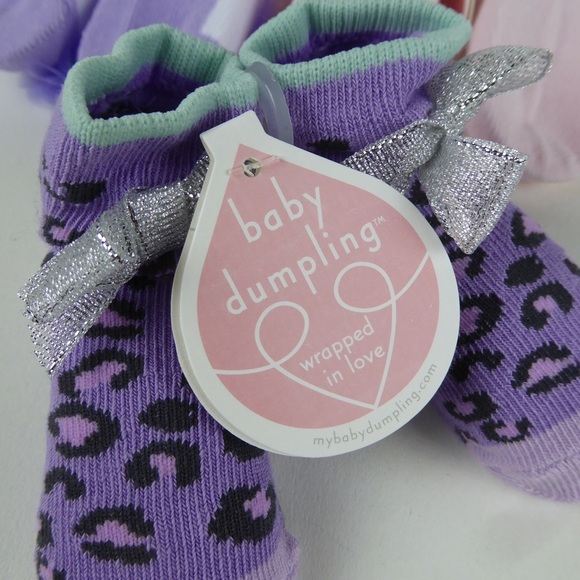 Baby Dumpling Bow Leopard Infant Socks Bundle NWT - Picture 6 of 10